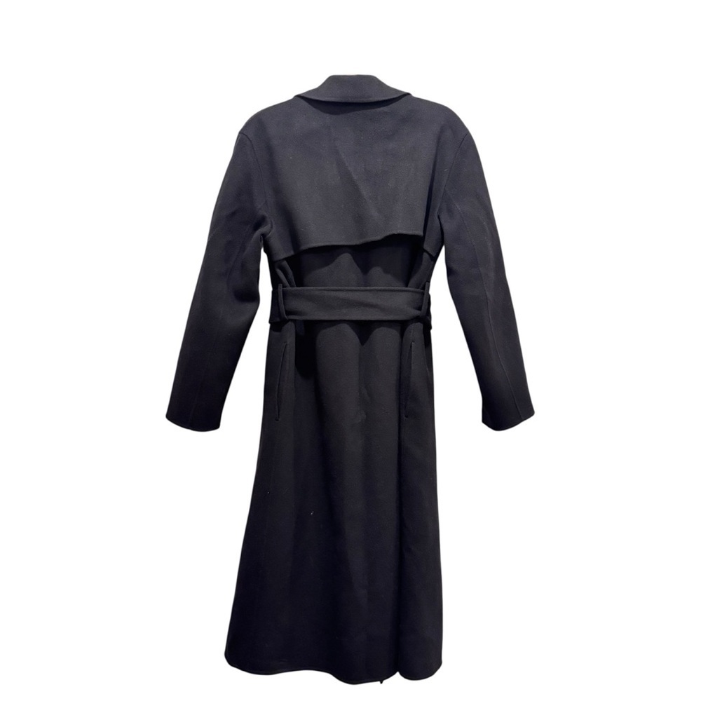 NWT Theory Long Wrap Belted Trench Coat Wool Cashmere Black Sz M - Picture 11 of 16